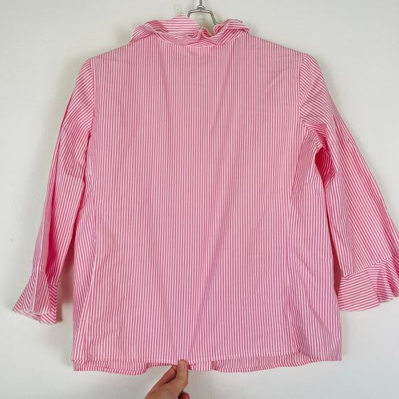 Junko Shamada Pink Stripe Ruffle Button Up Blouse Size 38 or Size S - Picture 5 of 9